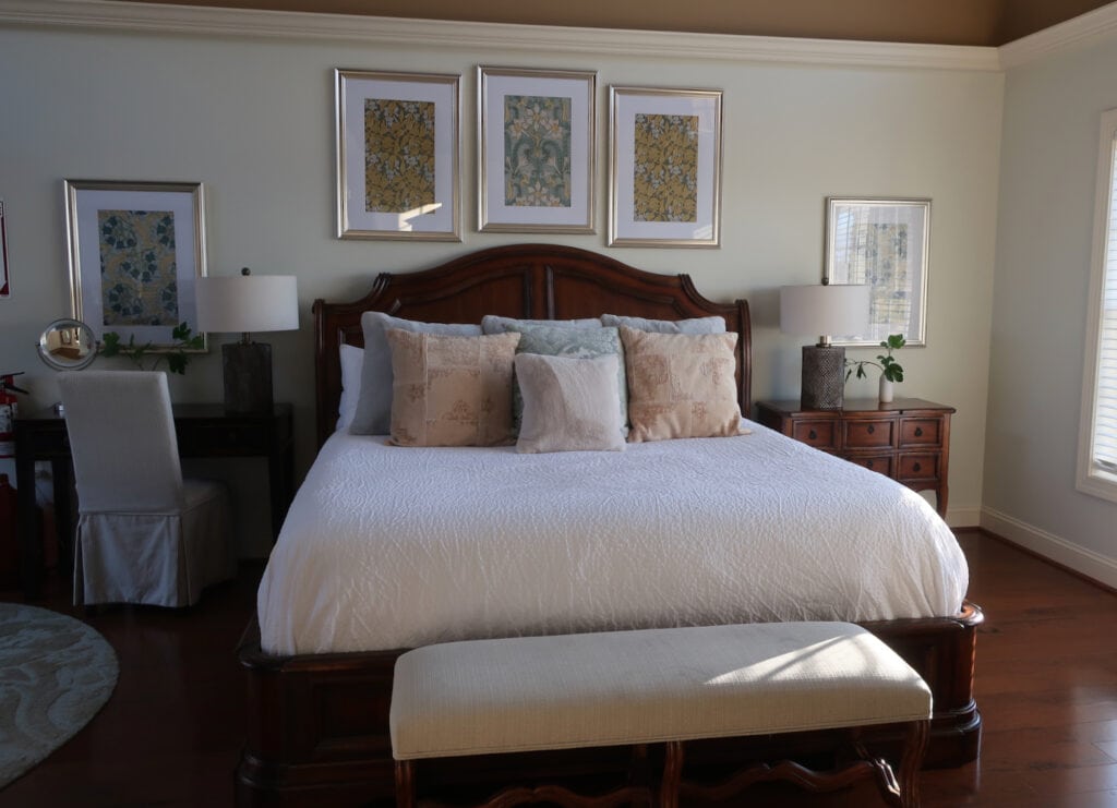 Bedroom at cottage at stone tower winery Leesburg VA