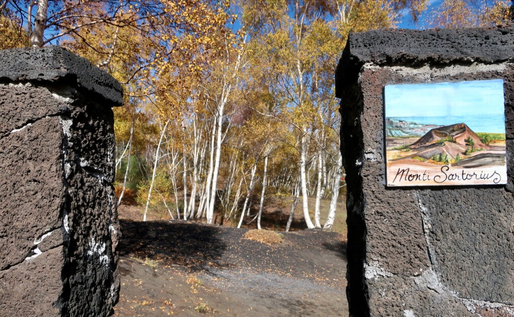 Entrance to Monti Sartorius Mt. Etna hike Sicily