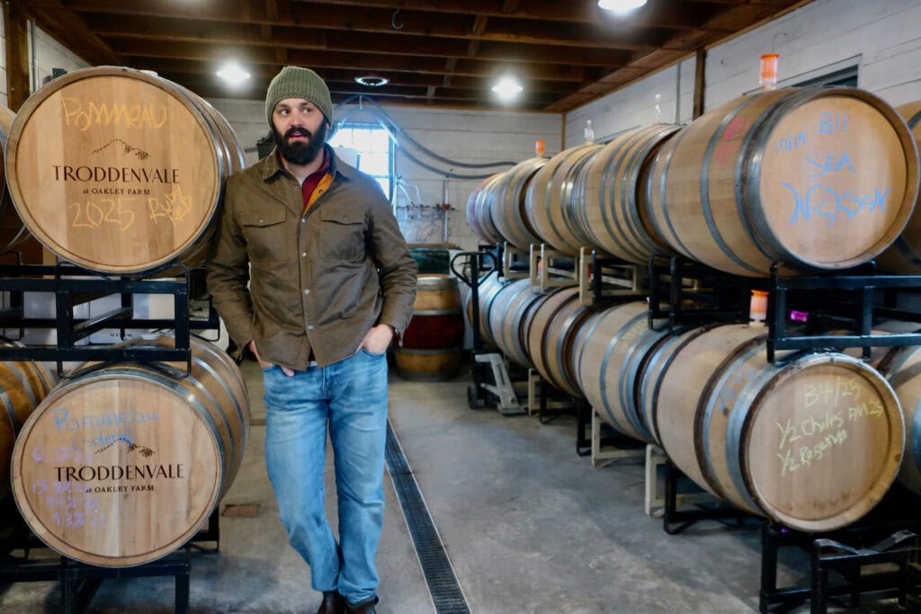 Will Hodges in Troddenvale Barrel Room, Warm Springs VA