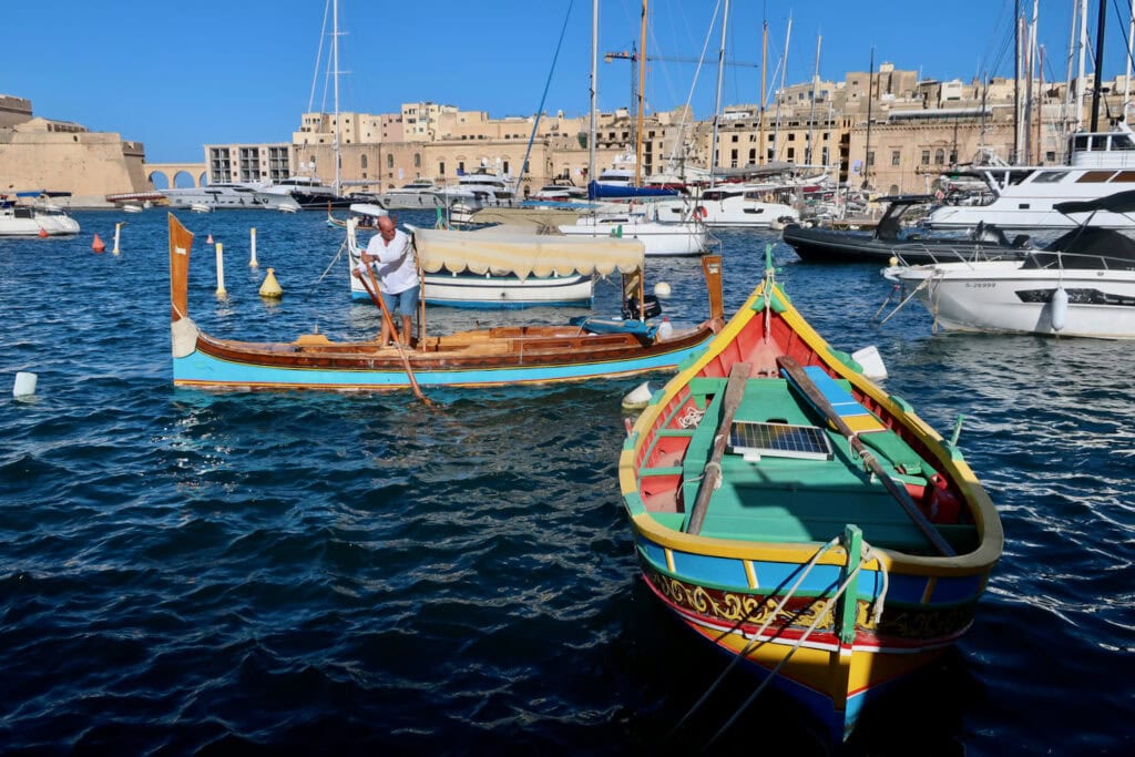Colorful Malta boats in Valletta Harbor
