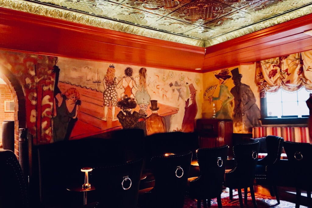 Mural in the underground speakeasy at Inn at Tacaro Estate MD