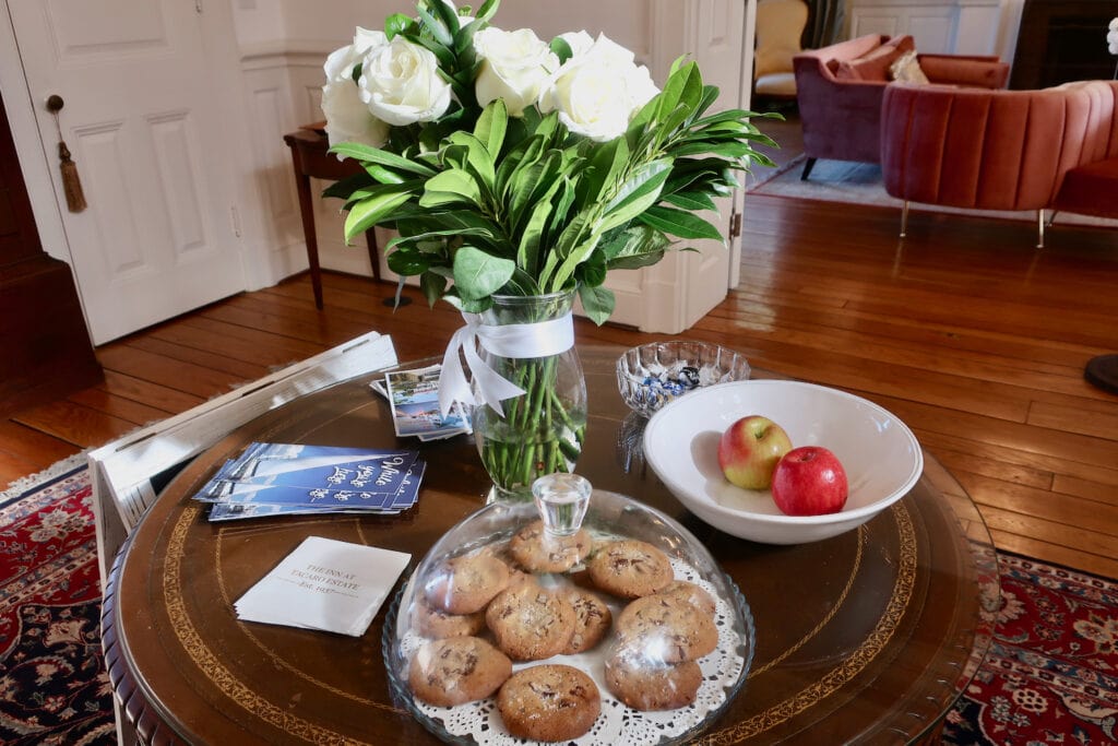 Welcome treats at entrance to Inn at Tacaro Estate MD