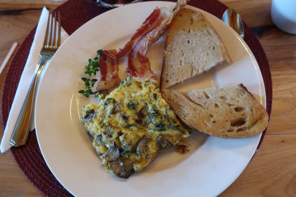 Fritatta breakfast at Inn at Oxbow Acres NH