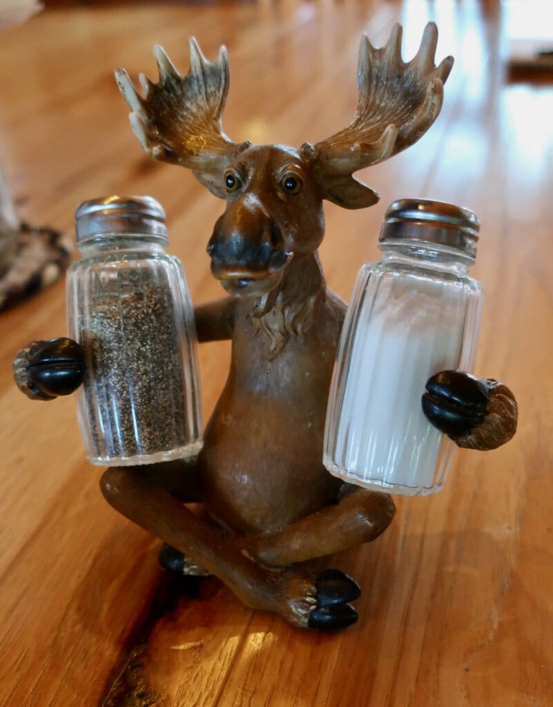 Moose salt and pepper shakers - Inn at Oxbow Acres