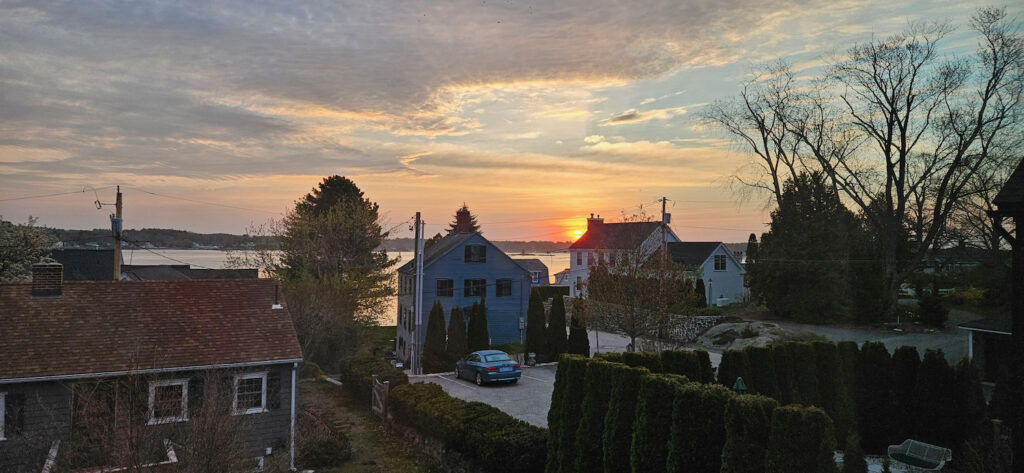 Sunrise over Portsmouth Harbor from Great Island Inn New Castle NH