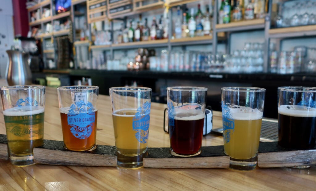 Beer flight at Silver Branch Biergarten Silver Spring MD