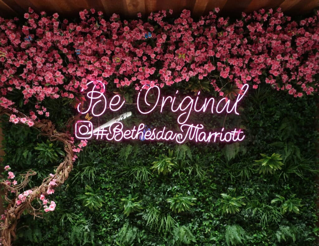 Bethesda Marriott neon welcome sign
