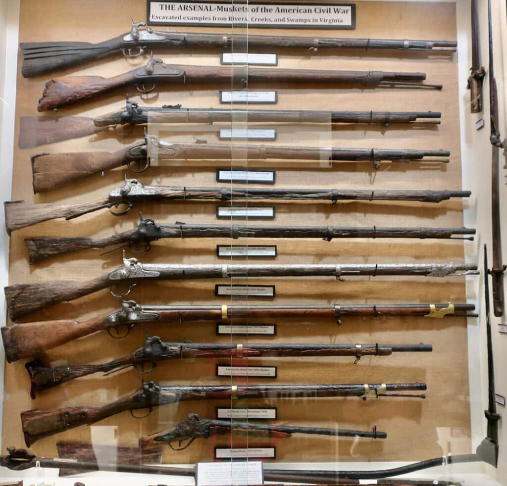 Civil War muskets found in creeks and swamps at Winery on exhibit at Bull Run Museum VA
