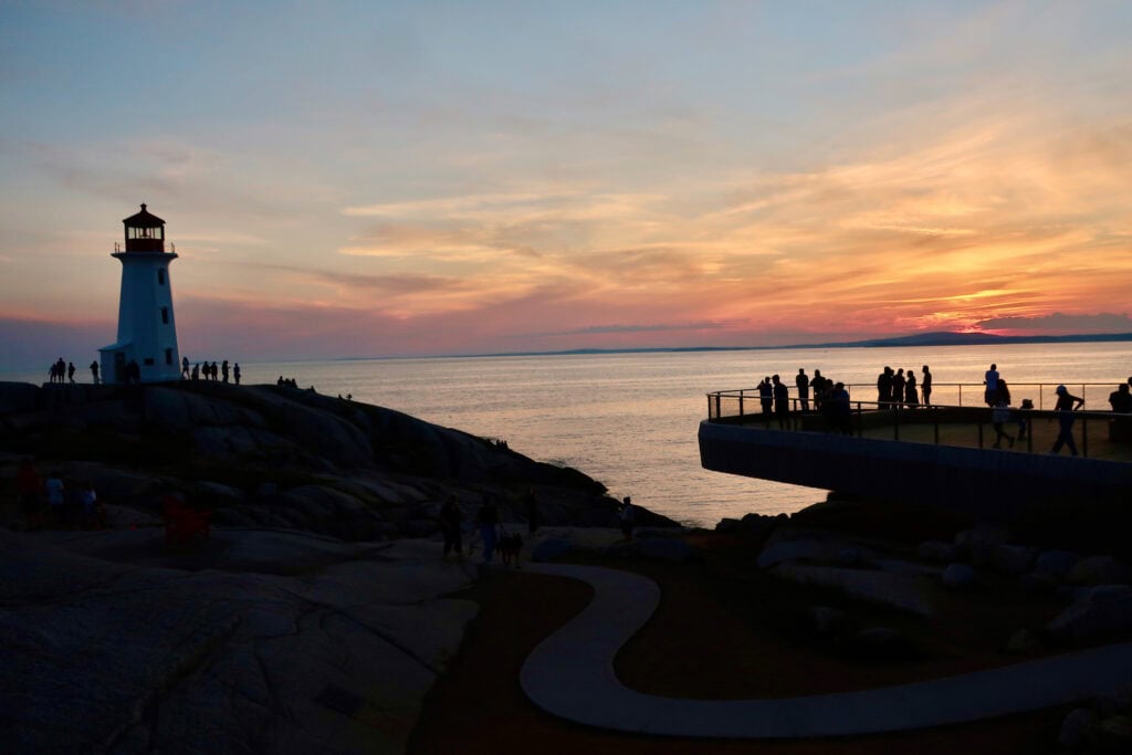 Deep Sunset at Peggy's Cove Lighthouse Nova Scotia Canada