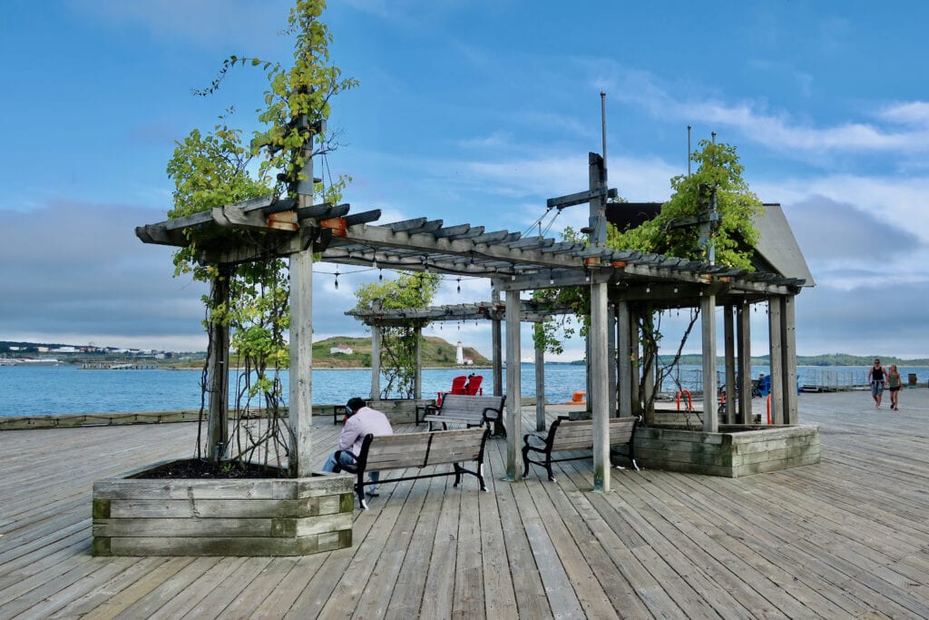 Halifax Boardwalk Arbor benches Nova Scotia Canada