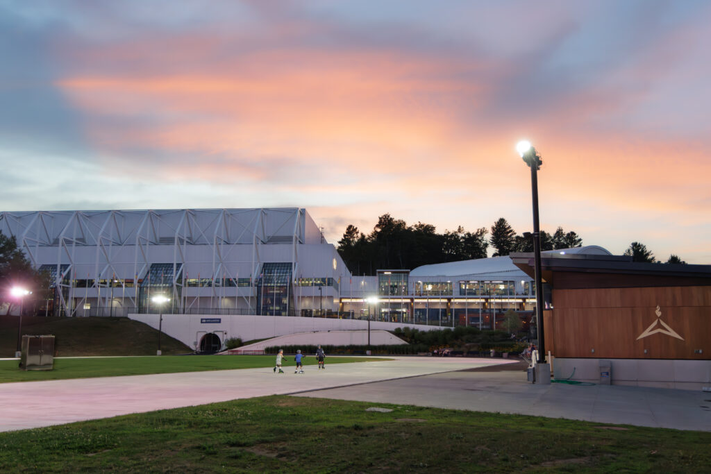 Olympic Complex oval at sunset Lake Placid NY
