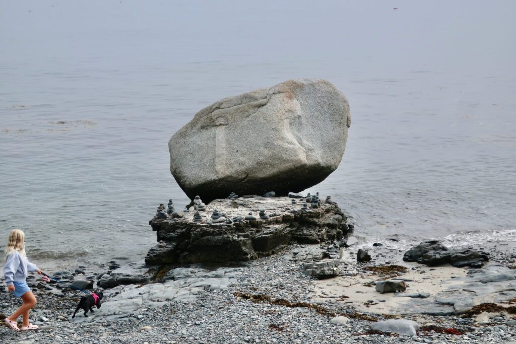 Balance Rock on Bar Harbor Shore Path