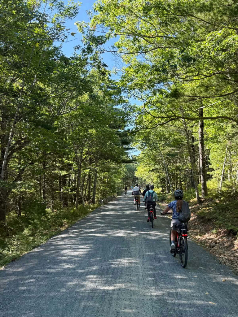 Biking on the carriage roads of acadia national park, Maine