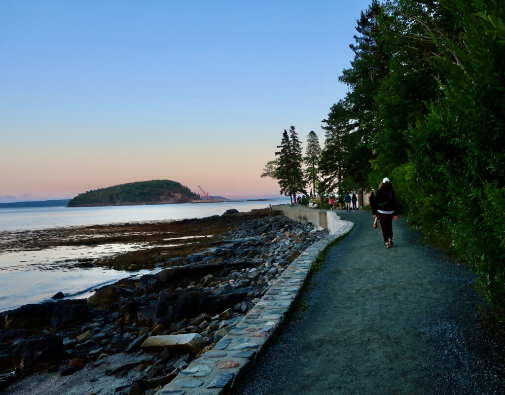 Shore Path Bar Harbor at Sunset Maine